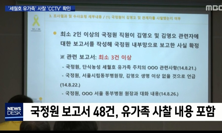 세월호 유가족 뒤 밟은 국정원 정보요원 CCTV 공개