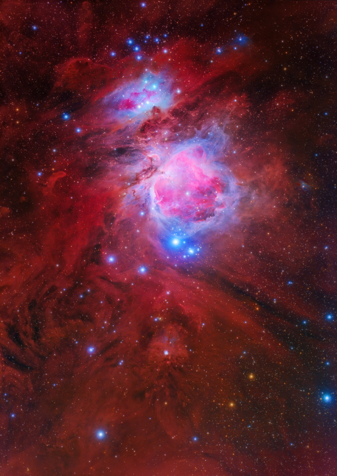 최우수상 수상작인 오리온대성운(공양식). 밤하늘의 대표적인 성운인 오리온 대성운과 주변의 오리온 분자구름 복합체(Orion Molecular Cloud Complex)가 잘 표현되도록 촬영했다. 천문연 제공