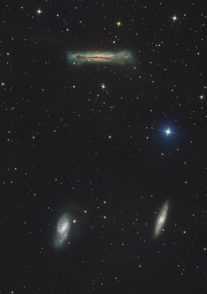 은상 수상작 ′M65 M66 NGC3628 삼중주(임종필)′ 작지만 유명한 M65, M66, NGC3628을 하나의 화각에 담기 위해 모자이크 처리한 사진이다. 천문연 제공